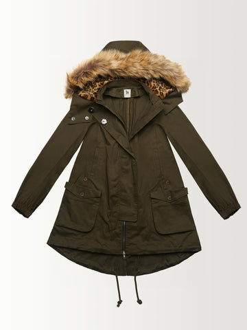 PARKA WITH FAUX FUR HOOD