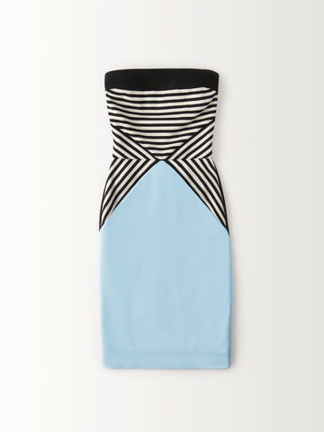 STRAPLESS COLOR BLOCK DRESS