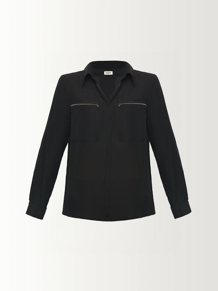 L/S BLOUSE W/ ZIP POCKETS