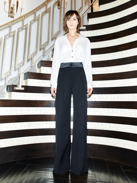 HIGH WAIST TROUSER W/ CONTRAST WAISTBAND