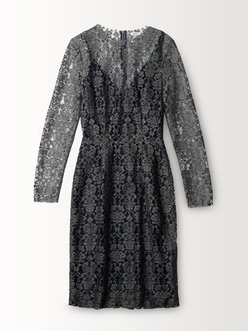 L/S LACE DRESS W/ SLIP