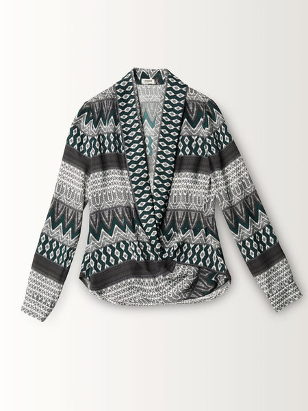 L/S SHAWL COLLAR BLOUSE