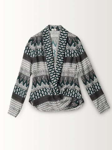 L/S SHAWL COLLAR BLOUSE
