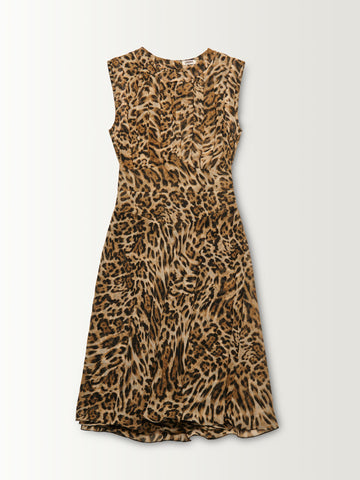 PLEATED SLIT BODICE DRESS