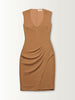U NECK PLEATED SIDE DRESS