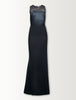 NET YOKE SLEEVELESS LONG DRESS